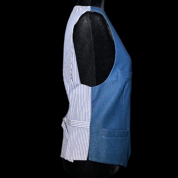 Anne Klein - Blue Denim & Pinstrip Vest - Size 6 - Picture 3 of 5